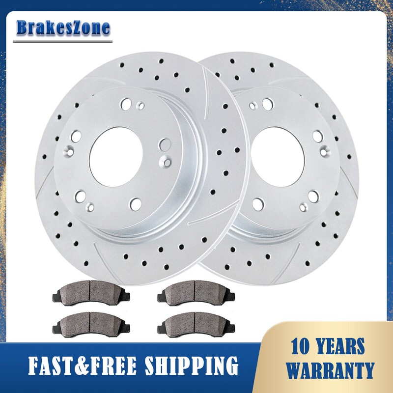 260mm REAR Brake Rotors Pads Kit for Honda Accord 2003-2004 2005-2007 Slotted