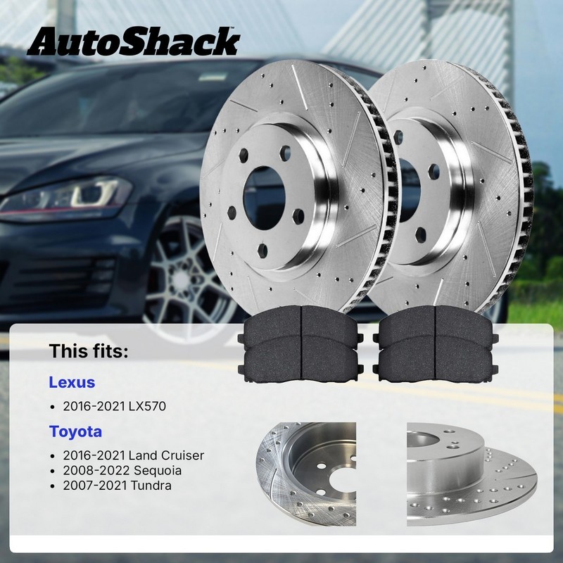 Front & Rear Drilled Brake Rotors & Pads for Lexus LX570 Toyota Tundra Sequoia gallery