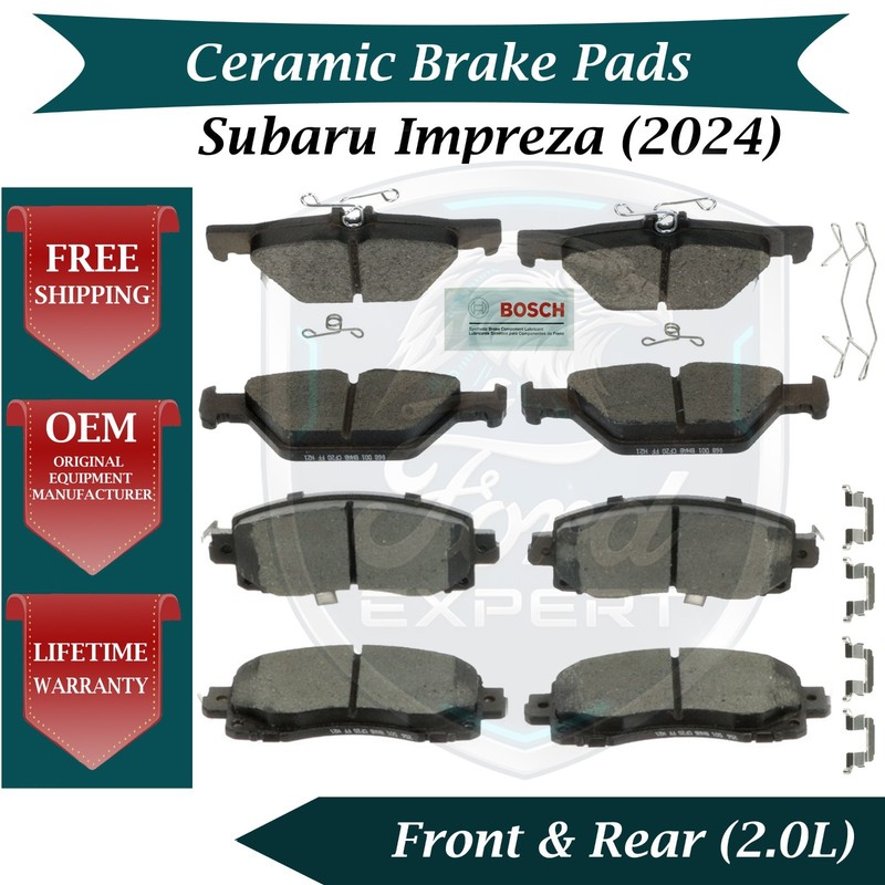 Bosch OEM Front & Rear Ceramic Brake Pads For 2024 Subaru Impreza 10 Yr Warranty