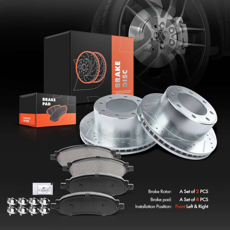 Rear Side Drilled Rotors & Ceramic Brake Pads for Ford F-250 F-350 Super Duty gallery