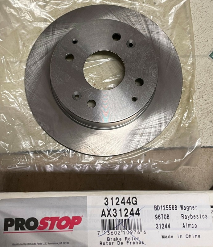 ProStop Brake Rotor 31244G, QA31244, DA30921, AX31244, BD125568, 96708, NEW