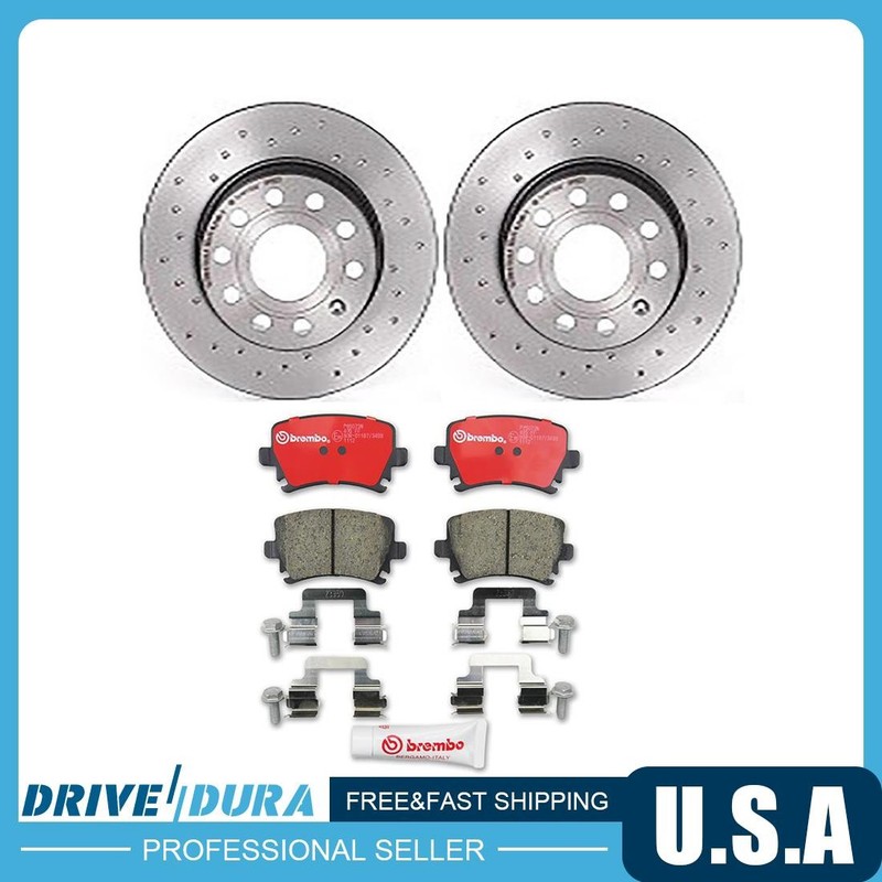 Rear Disc Brake Rotors Ceramic Brake Pads fits 2008 Audi A3