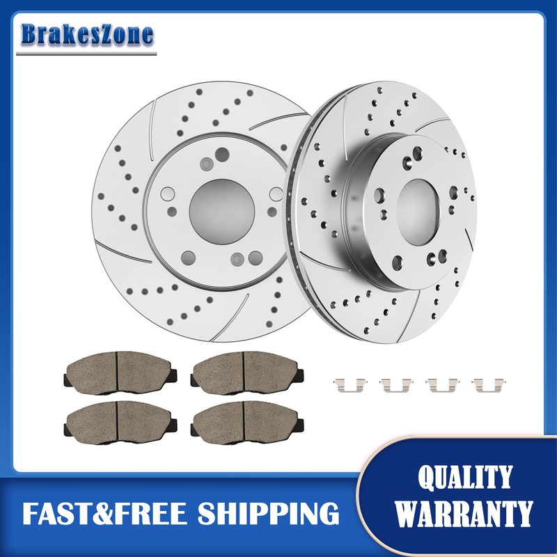 Front Rotors and Pads Kit Fit for Honda Civic 2006-2011 DX EX LX Disc Drilled