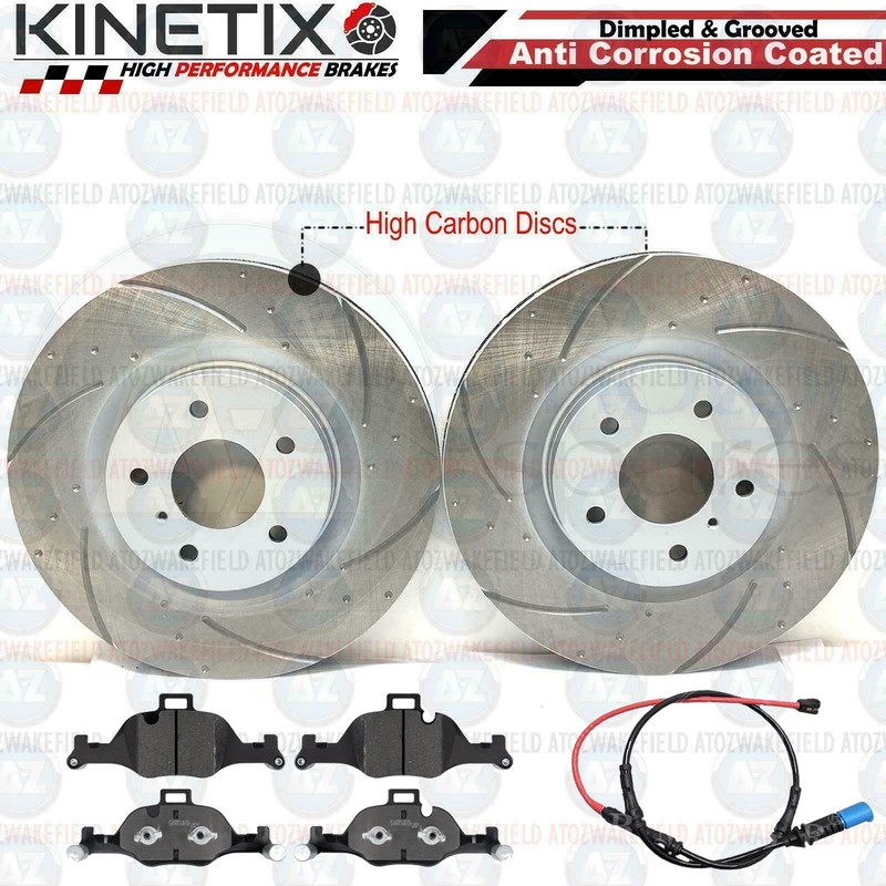 FOR BMW 330i M SPORT G20 G21 FRONT DIMPLED GROOVED BRAKE DISCS PADS WIRE 348mm