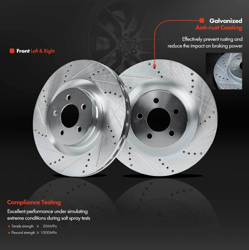 New Drilled Brake Rotor & Ceramic Brake Pads for Dodge Challenger Chrysler Front gallery