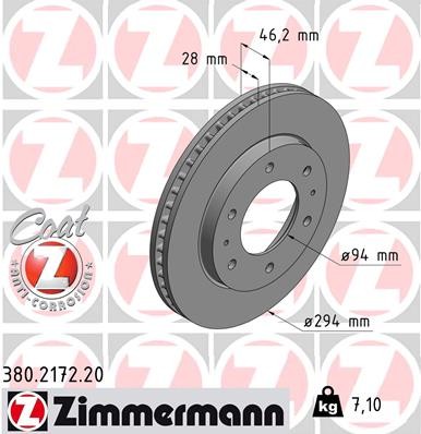 Zimmermann 380.2172.20 Brake Disc for Mitsubishi