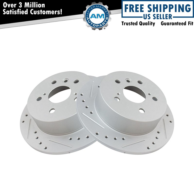 Performance Brake Rotor Drilled & Slotted Coated Rear Pair for Toyota