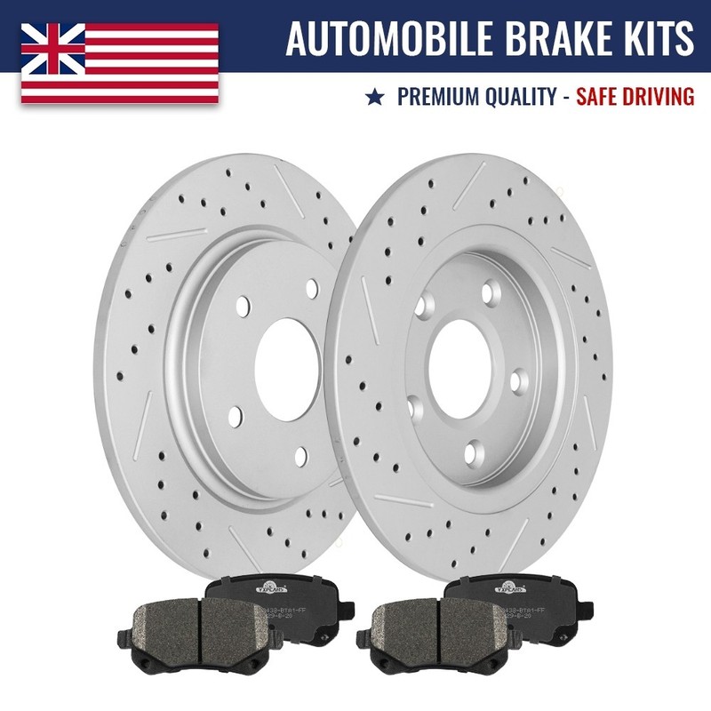 Rear Drilled Rotors Brake Pads for Chrysler Town Country Dodge Grand Caravan