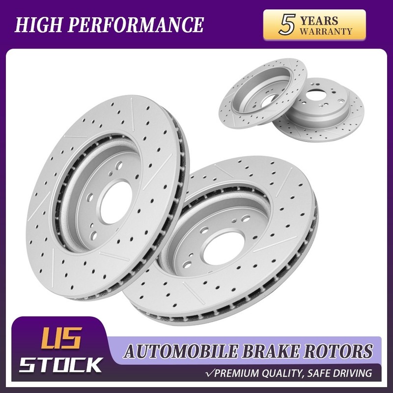 Front Rear Drilled Disc Brake Rotor For 2007 2008 2009-2016 Acura RDX Honda CR-V