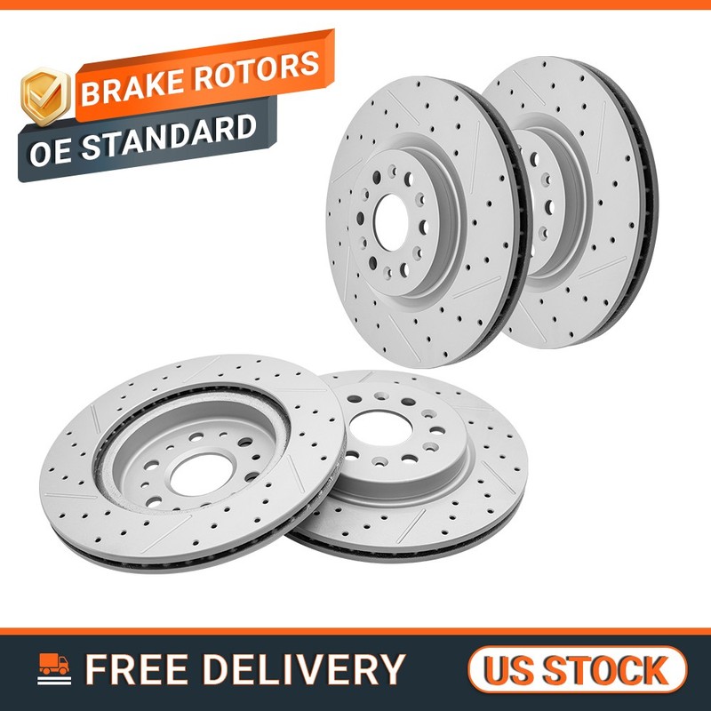 Front Rear Drilled Slotted Brake Rotors for Buick Enclave Cadillac XT5 XT6