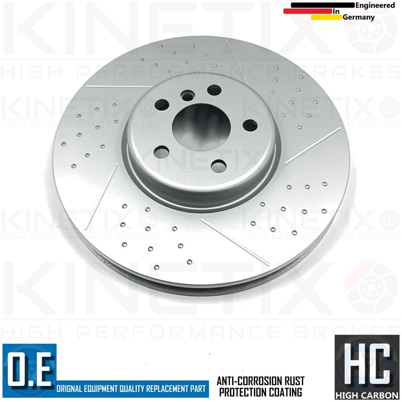 FOR BMW M 340d G20 G21 DIMPLED GROOVED PERFORMANCE FRONT BRAKE DISCS PAIR 348mm gallery