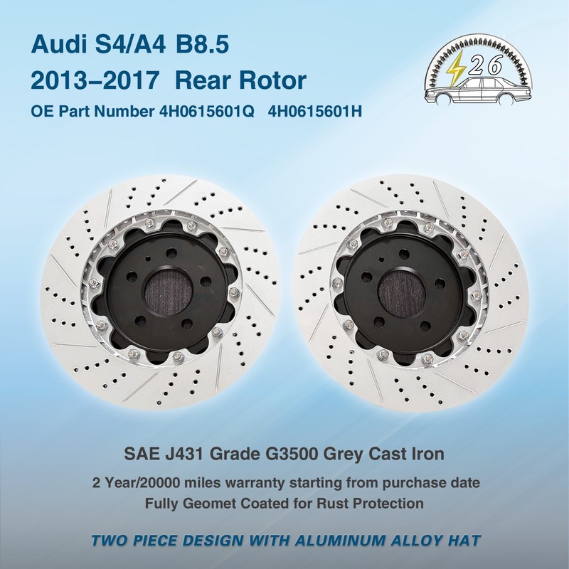 Audi S4/A4 B8.5 2013–2017 Rear Rotor Pair with Pads lightweight two piece. gallery