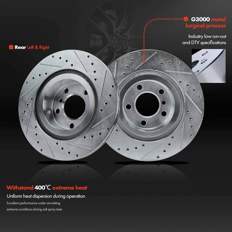 6pcs Rear Drilled Brake Rotor & Ceramic Brake Pad for BMW 2011-2017 X3 15-18 X4 gallery