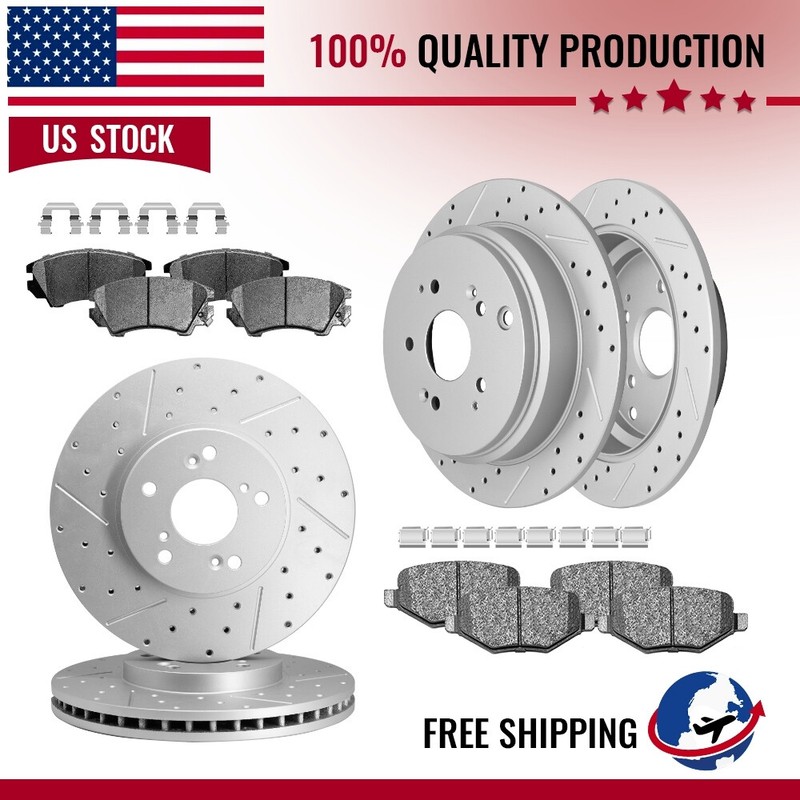 Front Rear Drilled Disc Rotors & Ceramic Brake Pads For Chevy Camaro 2010 – 2015