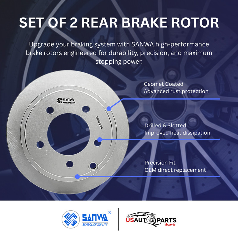 SET OF 2 REAR BRAKE ROTOR SOLID & COATED 262 MM FOR CHRYSLER SEBRING 07-17 2.4L gallery