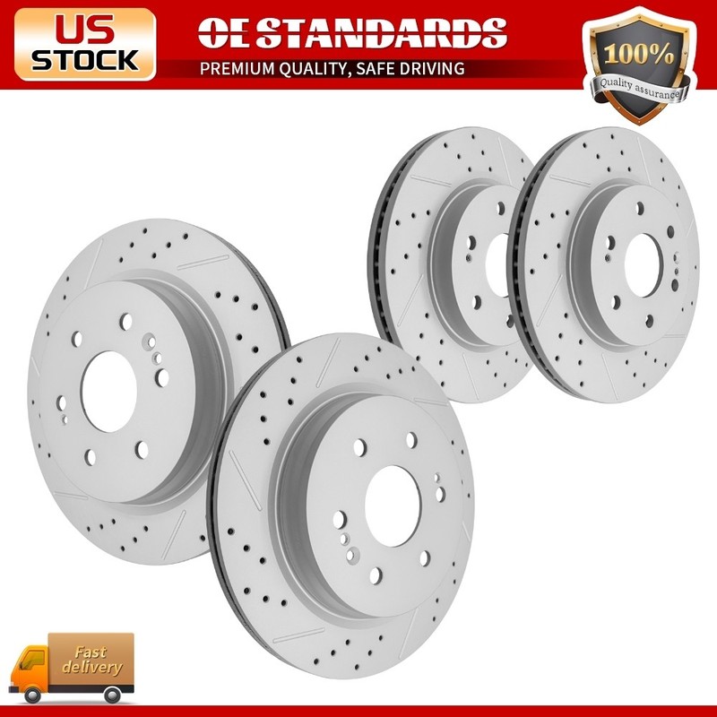 Front Rear Drilled Disc Rotors for 2021- 2025 GMC Yukon XL Silverado Sierra 1500
