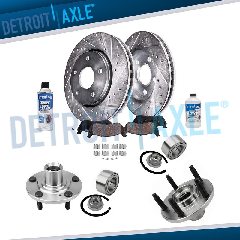 Front Drilled Rotors Pads Wheel Bearing Hubs for 2007-2009 Ford Edge Lincoln MKX