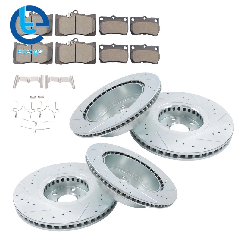 12× Drilled Brake Rotors & Ceramic Brake Pads Front & Rear For Lexus GS350 07-08 gallery