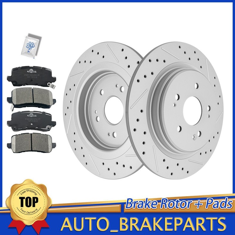310mm Rear Drilled Brake Rotors Ceramic Pads for 2015 – 2020 Acura TLX