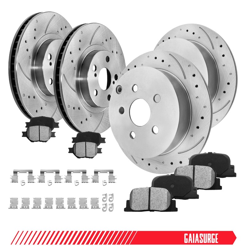 Front Rear Rotors Ceramic Brake Pads Kit for 2005 2006 2007 2008- 2010 Scion TC