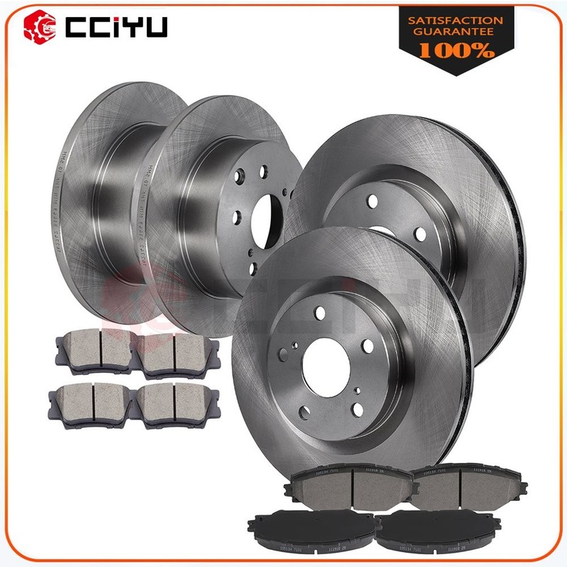 296mm Front & Rear Brake Rotors + Brake Pads For 06-18 Toyota Rav4 3rd Row Seat