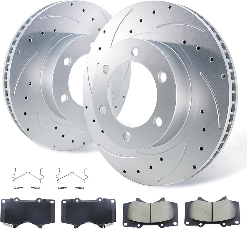 Front Ceramic Drilled Brake Rotor For 2003-2021 Toyota Tacoma 4Runner FJ Cruiser