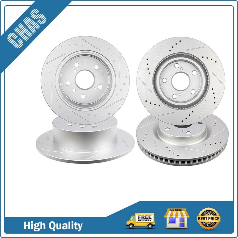 Front Rear Slotted Brake Rotors For 2007-2017 Lexus ES300h ES350 Toyota Avalon