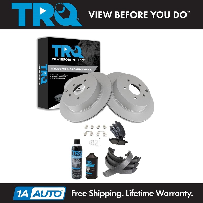 TRQ Rear Brake Pad & Rotor Kit Premium G-Coated Ceramic Fits INFINITI Nissan