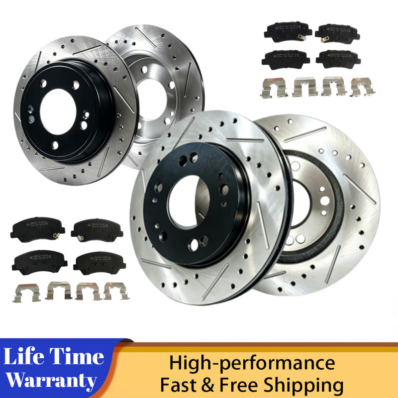 280mmFront 262mmRear Slotted Drilled Rotor Brake Pad fit Hyundai Elantra GT 2013