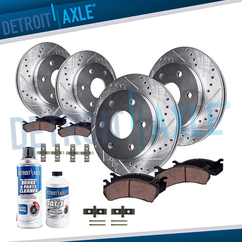 355mm Front 365mm Rear DRILLED Brake Rotor Ceramic Pad for Cadillac STS V 6 LUG