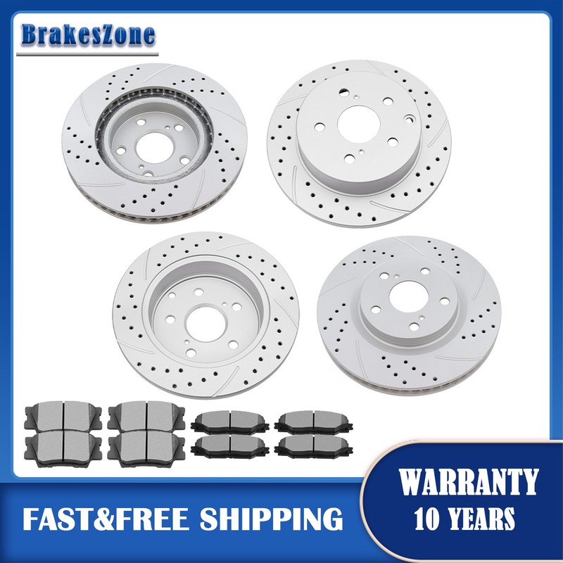 Front 296mm Rear 281mm Brake Rotors and Pads Kit fit for Toyota RAV4 2006-2018