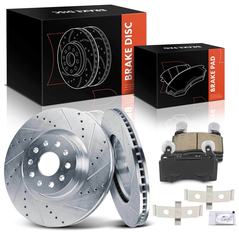 6x Drilled Brake Rotor & Ceramic Brake Pad for Cadillac CT6 2016-2020 Front Side
