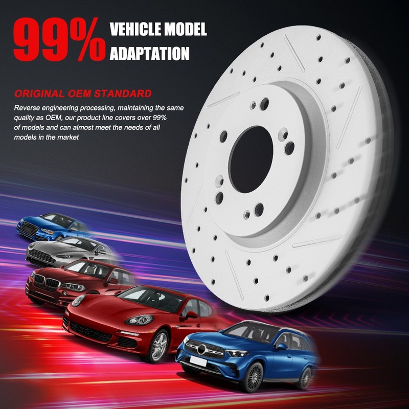 FWD Front & Rear Drilled Rotors+Brake Pads w/Clips for 2007-2009 Ford Edge MKX gallery
