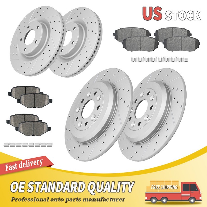 For 2011-2015 Ford Edge Lincoln MKX Front Rear Drilled Brake Rotors Ceramic Pad