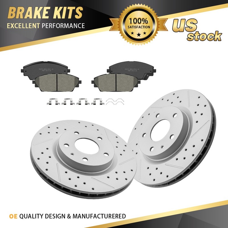 Front Disc Brake Rotors Ceramic Brake Pads w/ Hardware for 2020-2023 Mazda CX-30