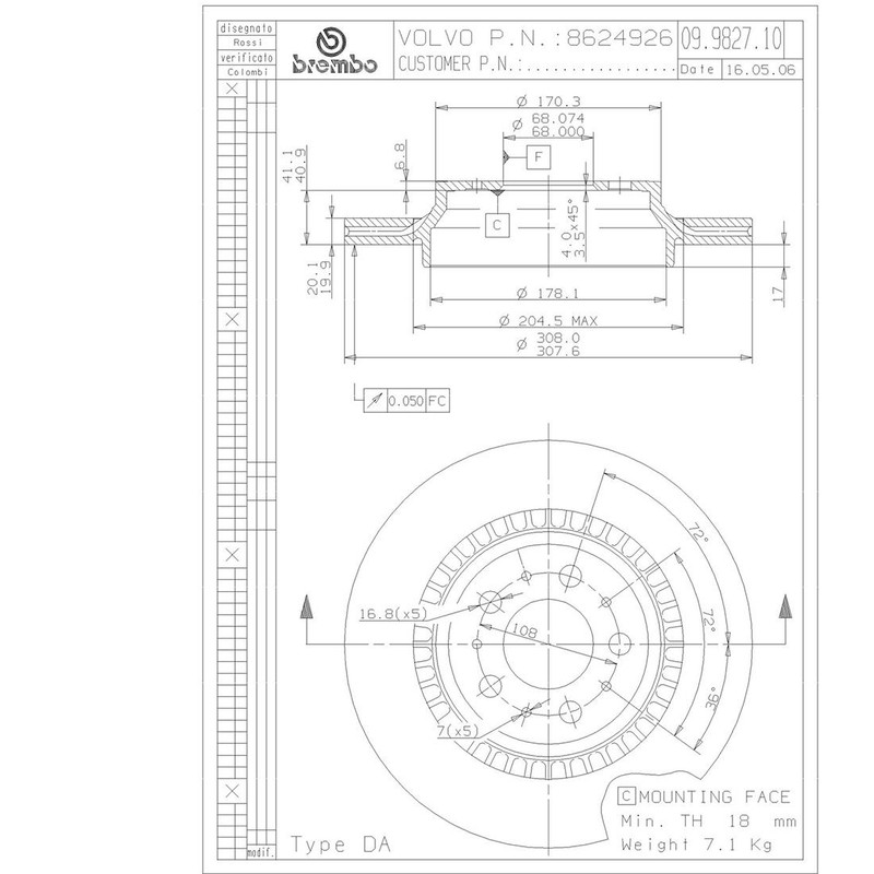 Brembo for 2005-2014 Volvo XC90 Rear Coated Brake Rotors gallery