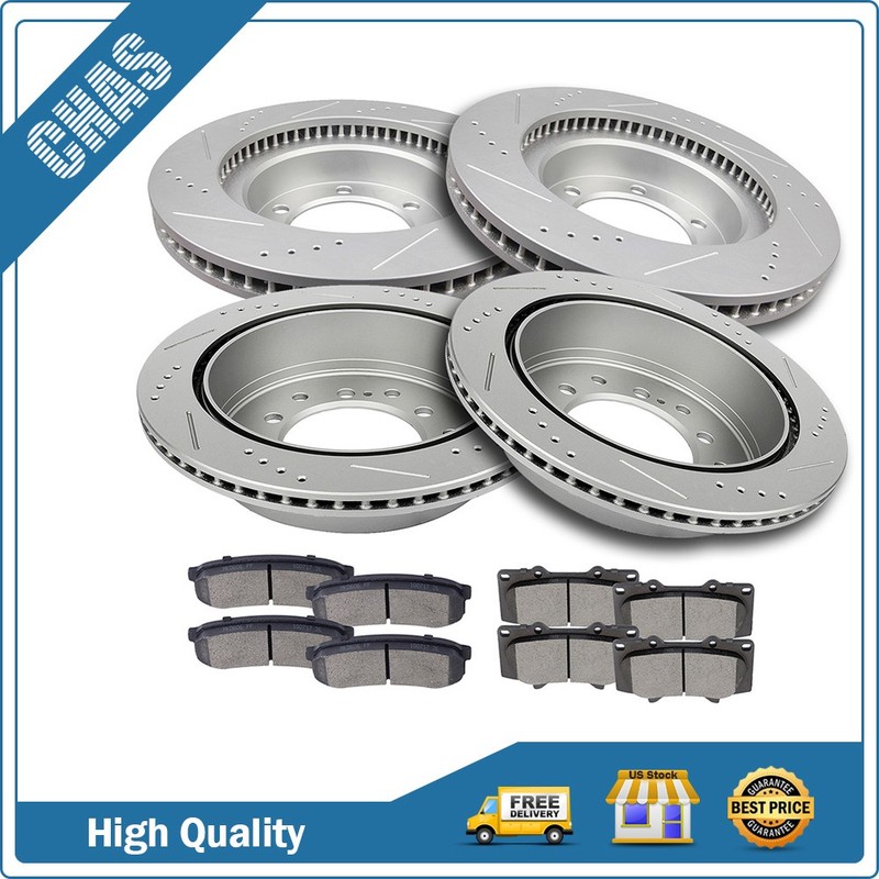 Front And Rear Brake Ceramic Pads & Rotors Kit For 2010-2014 Toyota FJ Cruiser