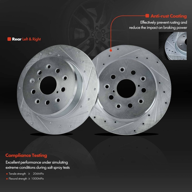 2x Rear Drilled & Slotted Brake Rotors for Lexus GS300 GS400 GS430 IS300 SC430 gallery