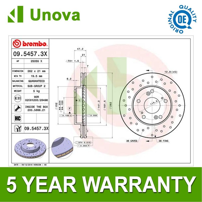 Brake Discs Front Unova Fits Honda Civic 2000-2012 + Other Models #2