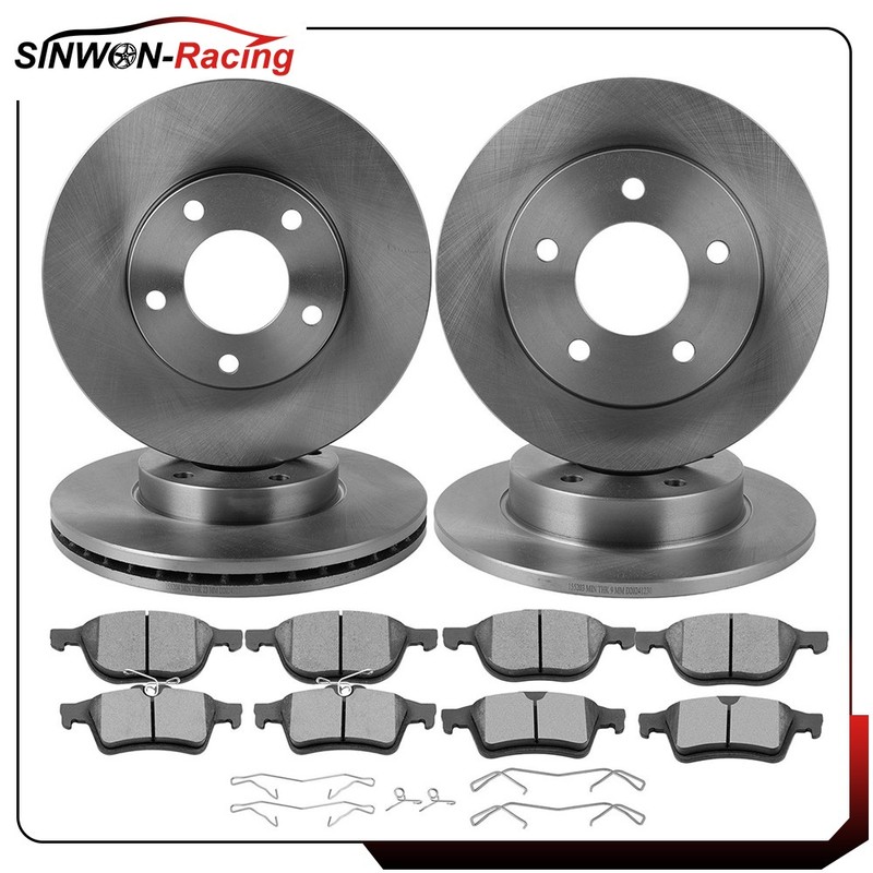 For 2005 2006 2007-2013 Mazda 3 Front & Rear Solid Rotors Ceramic Brake Pads Kit