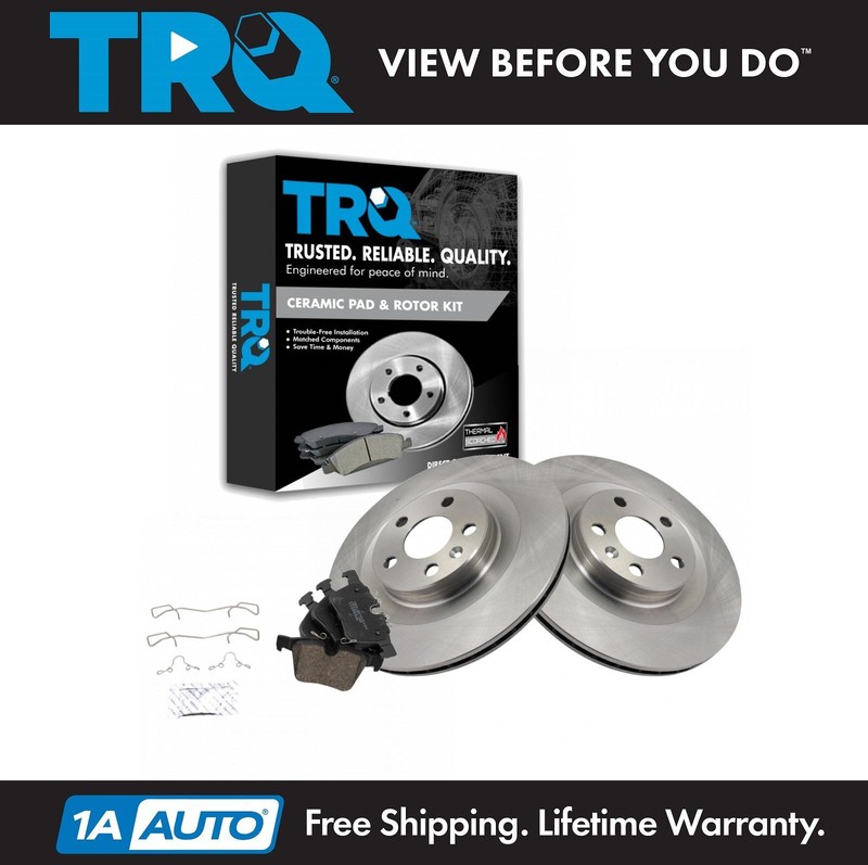 TRQ Rear Posi Ceramic Brake Pad & Rotor Kit Set for Volvo