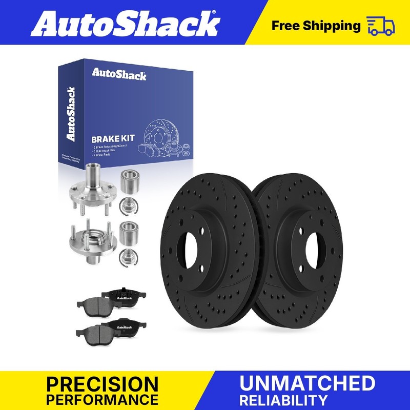 Front Drilled Slotted Brake Rotors Premium Pad Hub Repair Kit for Mazda, 3 05-13