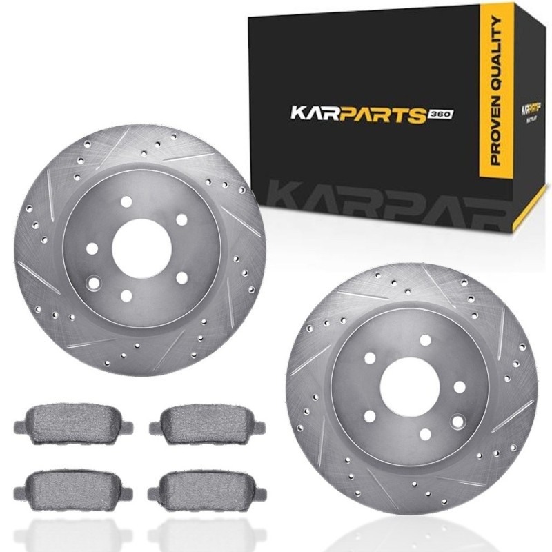 For Nissan Rogue 2014-2020 Rotor Set | Rear | Silver | Drilled and Slotted