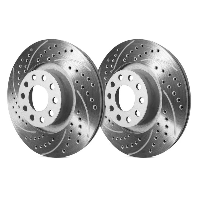 For Volkswagen Passat 02-04 Double Drilled & Slotted 1-Piece Front Brake Rotors gallery