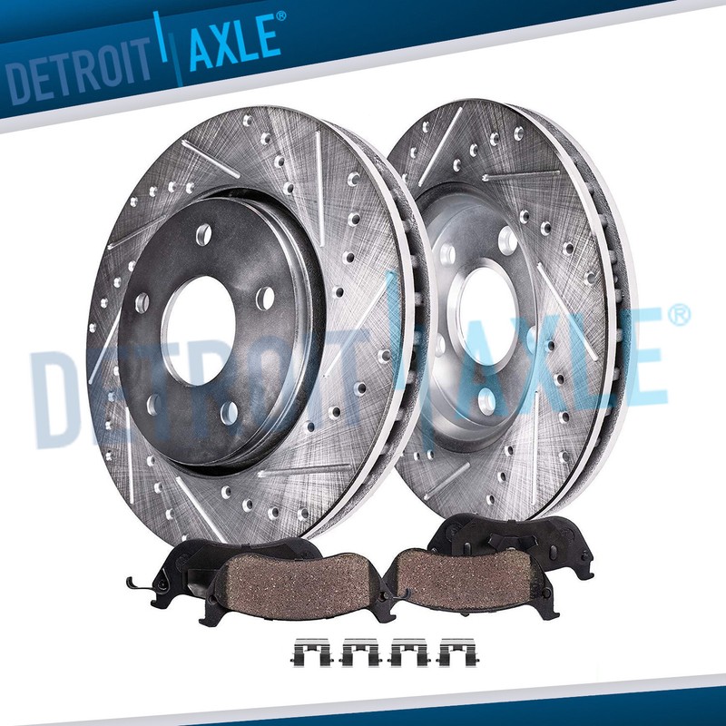 Front Drilled Disc Brake Rotors + Ceramic Brake Pads for Honda Accord V6 Civic