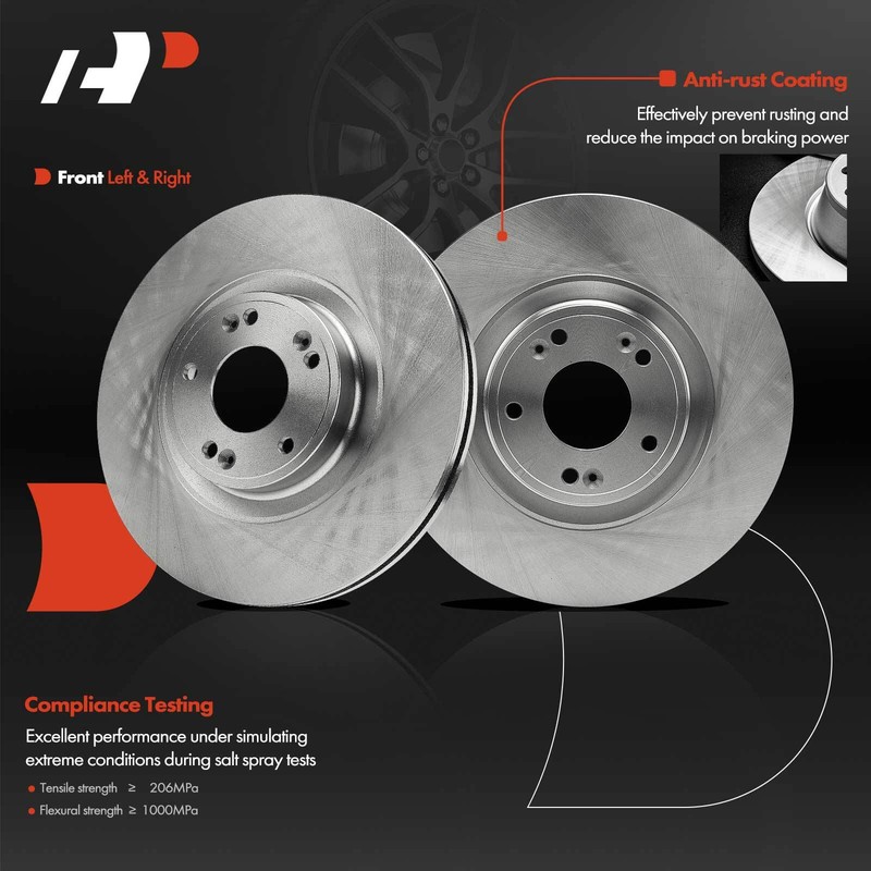 Disc Brake Rotor & Brake Pads Front Side for Hyundai Genesis 2009-2014 3.8L 4.6L gallery