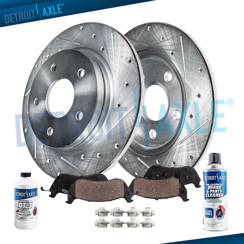 REAR DRILLED SLOTTED Rotors and Ceramic Brake Pads for 2007 – 2017 Jeep Wrangler