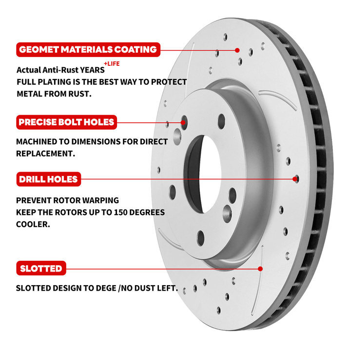 Front Rear DRILLED Rotors + Brake Pads for 2003 - 2009 Toyota 4Runner FJ Cruiser gallery