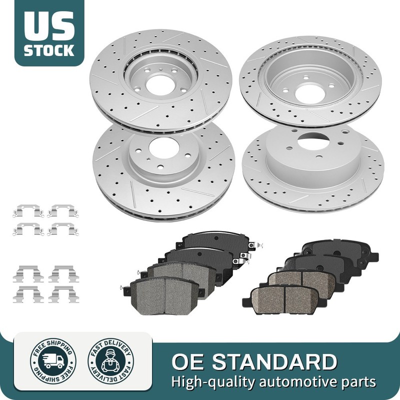 319mm Front & 308mm Rear Disc Rotors Brake Pads For 2005 2006 2007 Nissan Murano