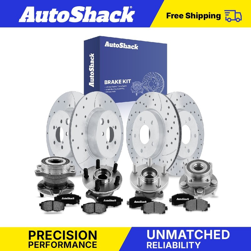 Front Rear Drilled Slotted Brake Rotors Pad Wheel Hub Kit for Nissan, 370Z 09-17